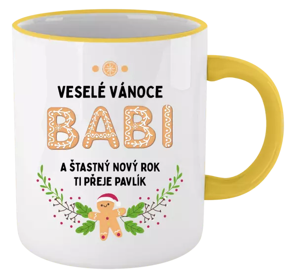 Vánoční hrnek Veselé Vánoce babi, perníček
