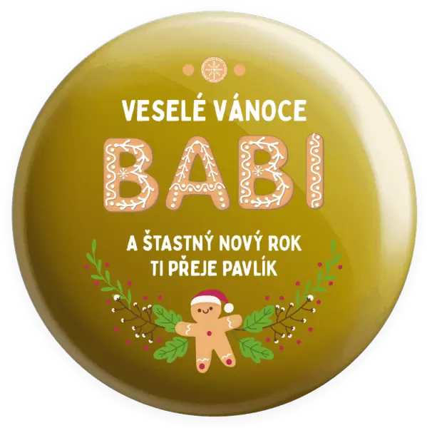 Placka Veselé Vánoce babi, perníček