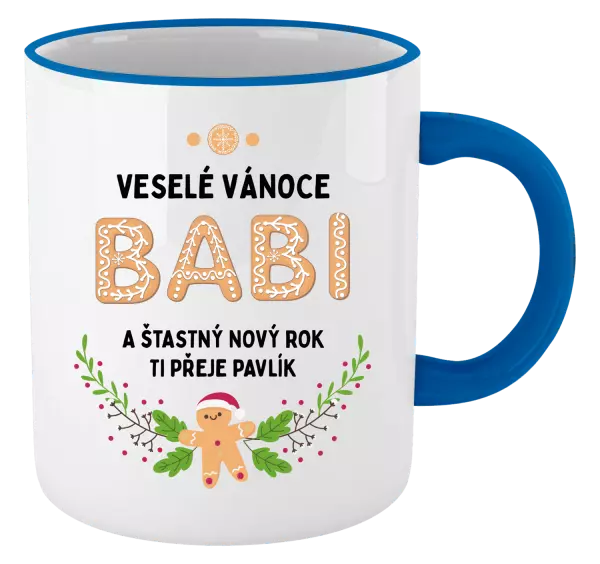 Vánoční hrnek Veselé Vánoce babi, perníček