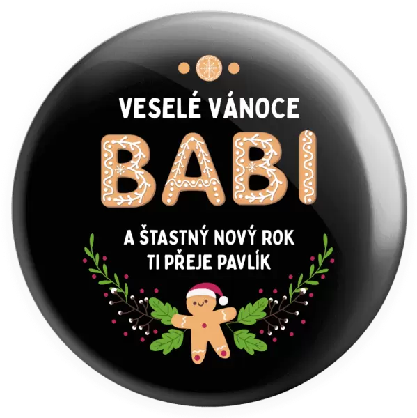 Placka Veselé Vánoce babi, perníček