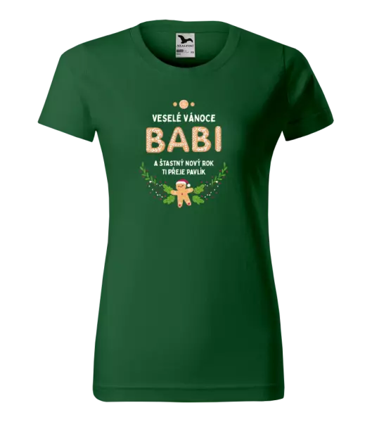Dámské vánoční tričko Veselé Vánoce babi, perníček