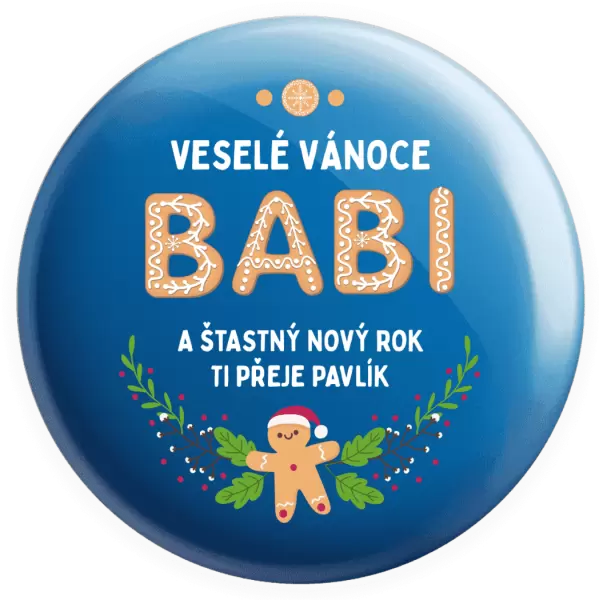 Placka Veselé Vánoce babi, perníček