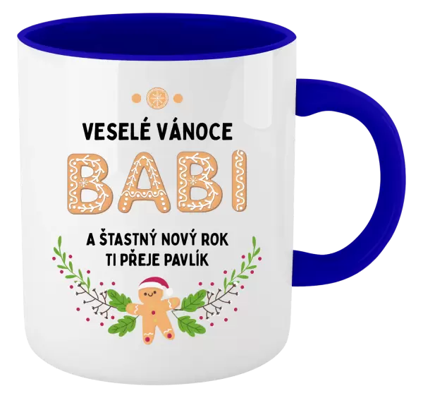 Vánoční hrnek Veselé Vánoce babi, perníček
