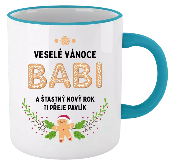 Vánoční hrnek Veselé Vánoce babi, perníček