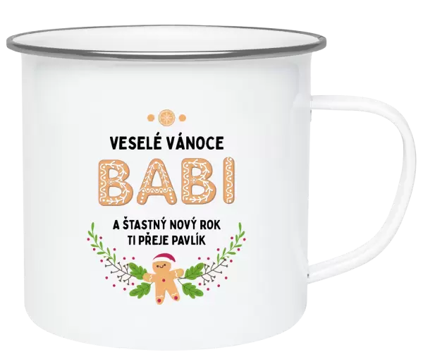 Vánoční plecháček Veselé Vánoce babi, perníček