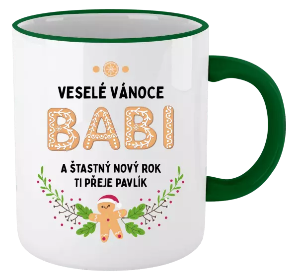 Vánoční hrnek Veselé Vánoce babi, perníček
