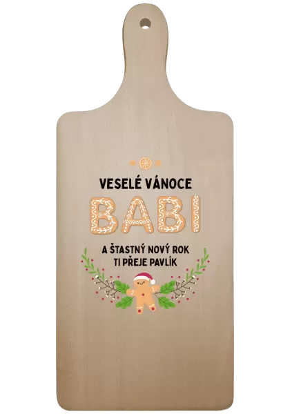 Prkénko Veselé Vánoce babi, perníček