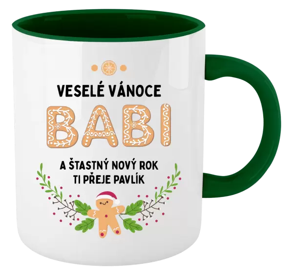 Vánoční hrnek Veselé Vánoce babi, perníček