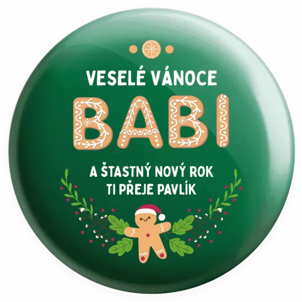 Placka Veselé Vánoce babi, perníček
