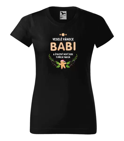 Dámské vánoční tričko Veselé Vánoce babi, perníček