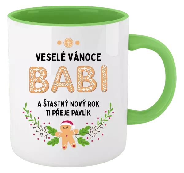 Vánoční hrnek Veselé Vánoce babi, perníček