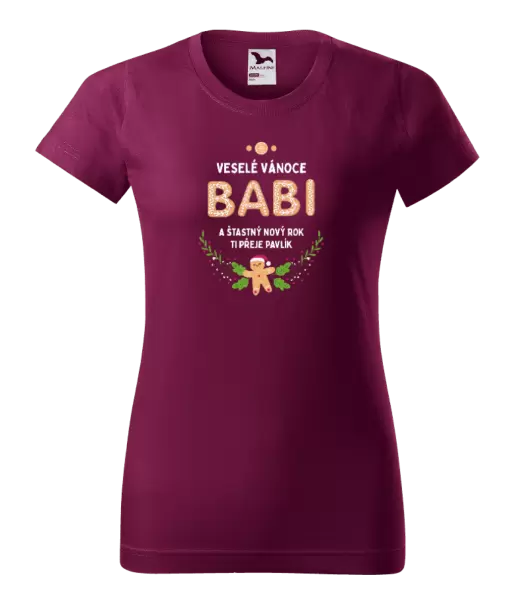 Dámské vánoční tričko Veselé Vánoce babi, perníček