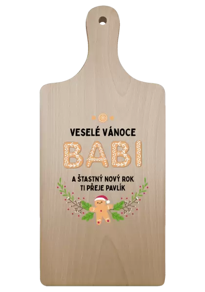 Prkénko Veselé Vánoce babi, perníček