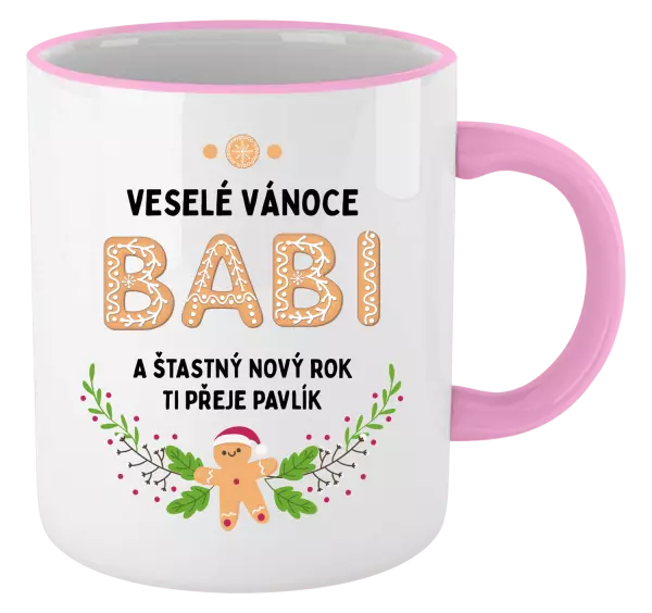 Vánoční hrnek Veselé Vánoce babi, perníček