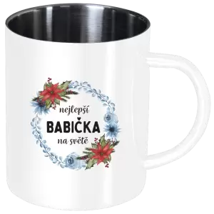 Nerezový hrnek Nejlepší babička na světě, věneček