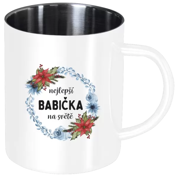 Nerezový hrnek Nejlepší babička na světě, věneček