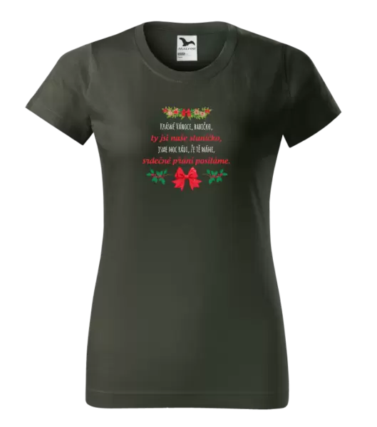 Dámské vánoční tričko Srdečné přání babičce