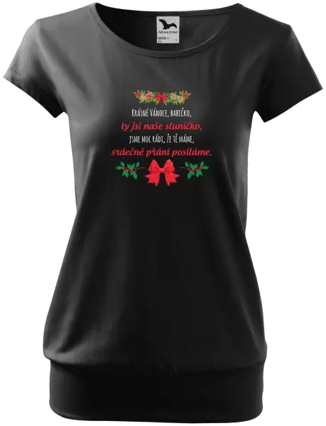 Dámské vánoční tričko Srdečné přání babičce