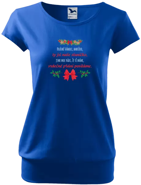 Dámské vánoční tričko Srdečné přání babičce