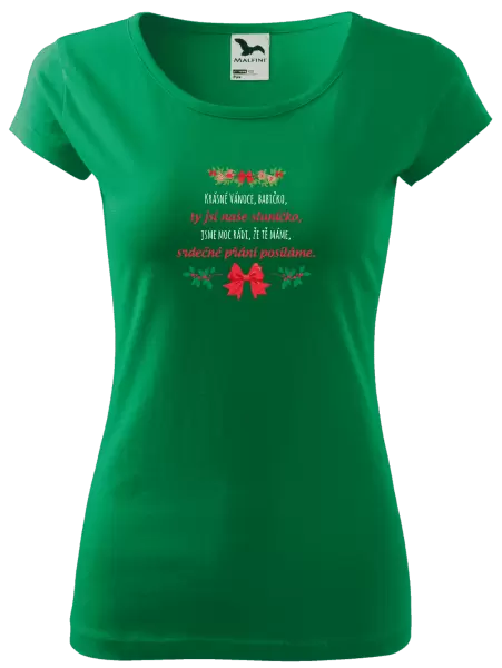 Dámské vánoční tričko Srdečné přání babičce