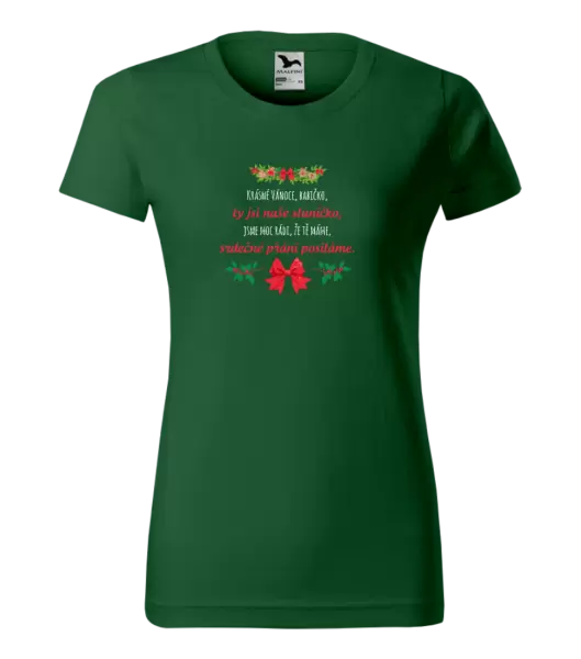 Dámské vánoční tričko Srdečné přání babičce