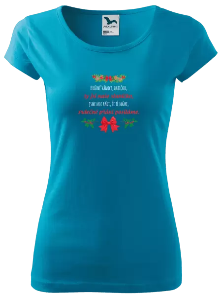 Dámské vánoční tričko Srdečné přání babičce