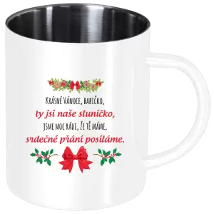 Nerezový hrnek Srdečné přání babičce