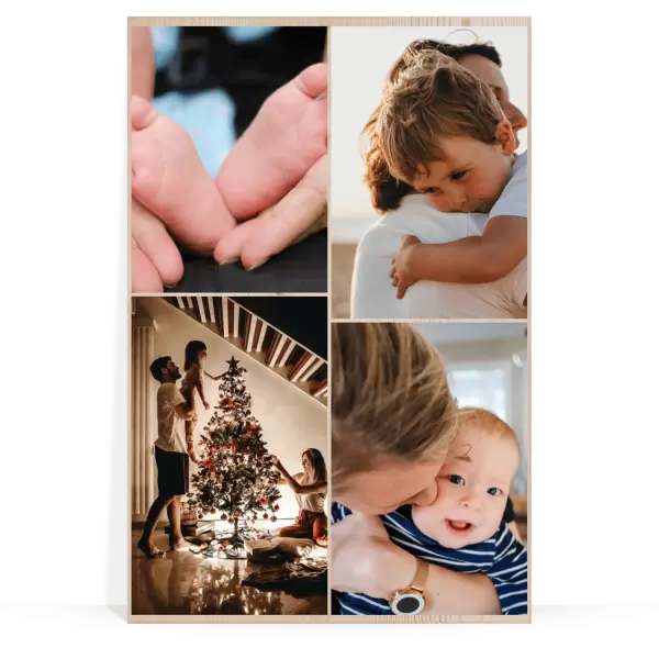 Dřevěný fotoobraz Koláž 4 fotky 03