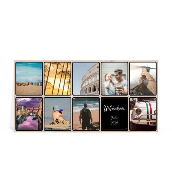 Dřevěný fotoobraz Koláž 9 fotek
