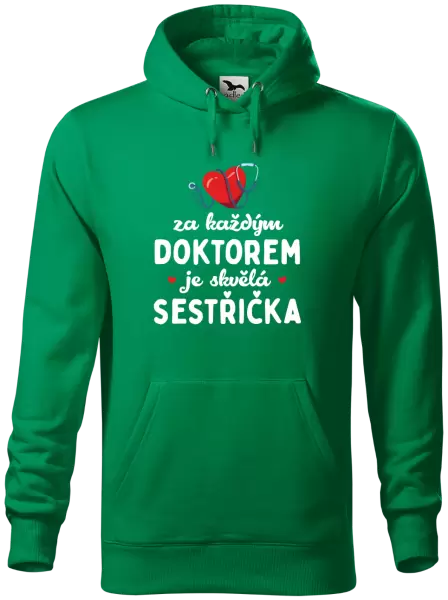 Pánská mikina Za každým doktorem je skvělá sestřička