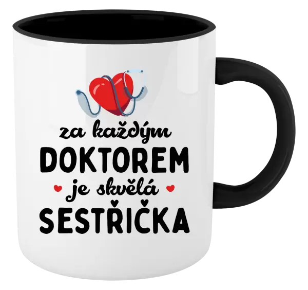 Hrnek Za každým doktorem je skvělá sestřička