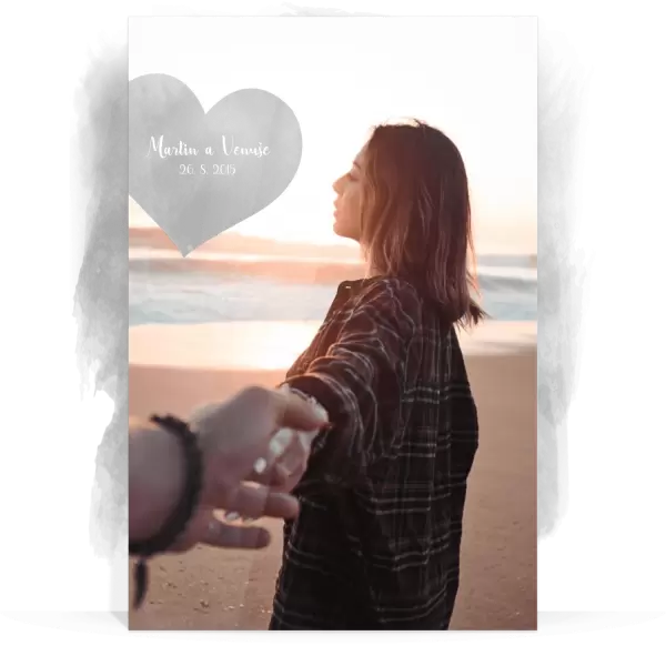 Plexi svatební fotoobraz 1 fotka srdce