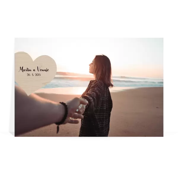 Dřevěný fotoobraz 1 fotka srdce