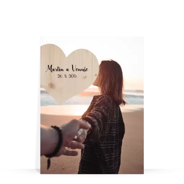 Dřevěný fotoobraz 1 fotka srdce