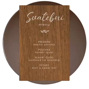 Dřevěné svatební menu YVONE