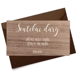 Dřevěná kartička dary ADRIANA