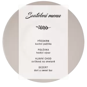 Plexi svatební menu LADY