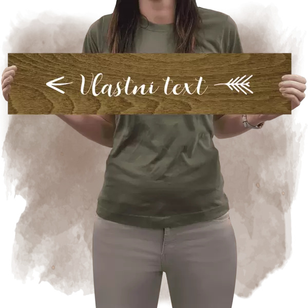 Překližková směrovka Vlastní text vlevo