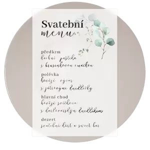 Plexi svatební menu ANDREA