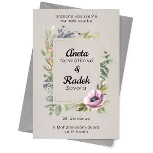 Papírové svatební oznámení DANUŠE