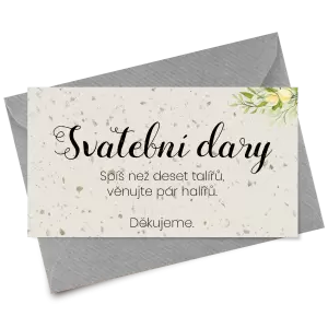 Papírová kartička dary SUNBY