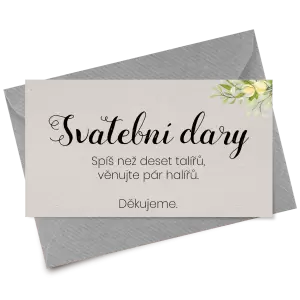 Papírová kartička dary SUNBY