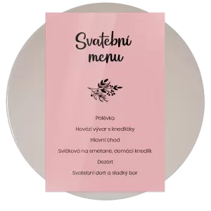 Plexi svatební menu JINDRA