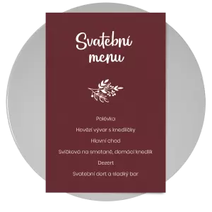 Papírové svatební menu JINDRA