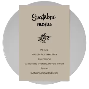 Papírové svatební menu JINDRA