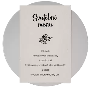 Papírové svatební menu JINDRA