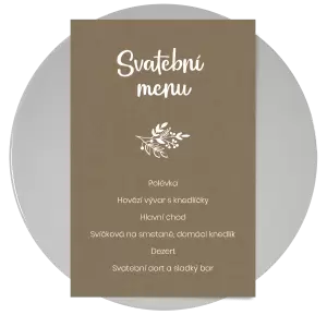 Papírové svatební menu JINDRA