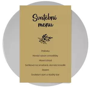 Papírové svatební menu JINDRA