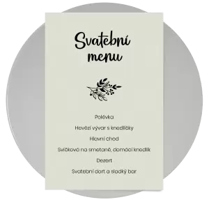 Papírové svatební menu JINDRA