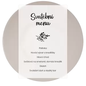 Plexi svatební menu JINDRA